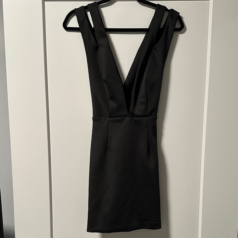 Black Plunge Mini Dress